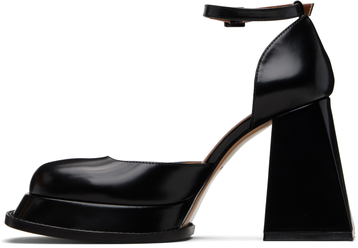 SHUSHU/TONG Black Round Toe Strap High Heels