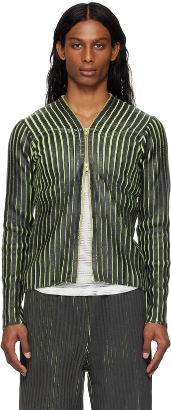 Photo: Stanley Raffington Black & Green Plated Knit Jacket