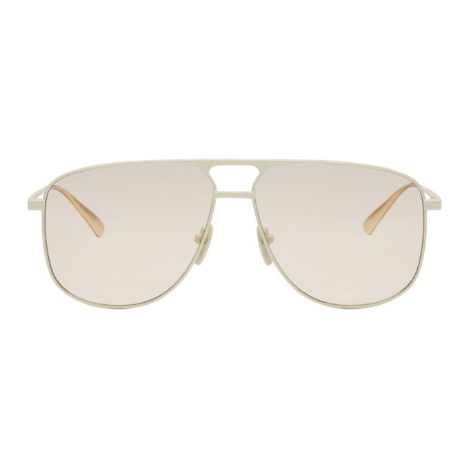Photo: Gucci Off-White Matte Aviator Sunglasses