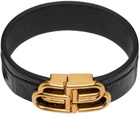 Balenciaga Black 'BB' Thin Leather Bracelet