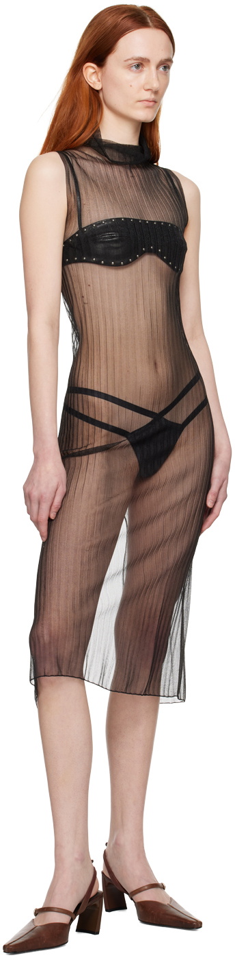 JUNEYEN Black Sheer Midi Dress