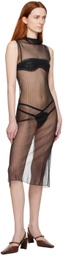 JUNEYEN Black Sheer Midi Dress