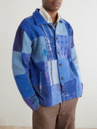 Kartik Research - Kantha Patchwork Embroidered Cotton Jacket - Blue