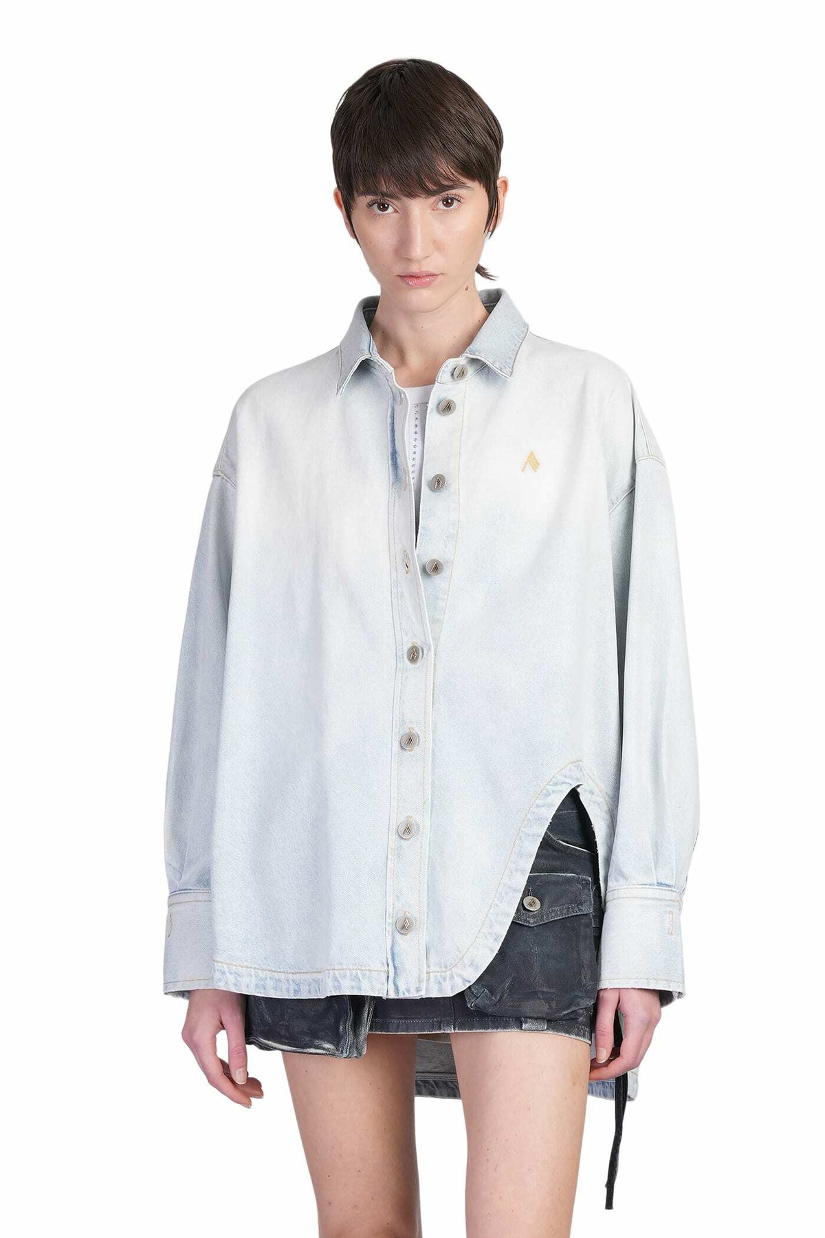 Tシャツ・カットソー THE ATTICO WASHED DENIM BOMBER (250WCB00074 DDD104AA 100) The Attico Denim shirt The Attico