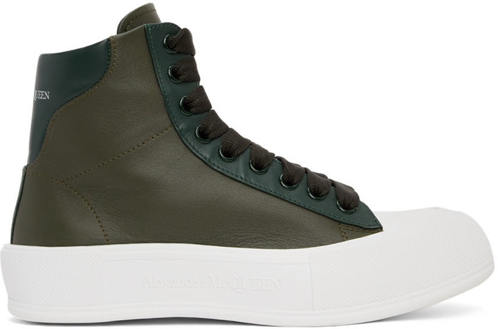 Photo: Alexander McQueen Khaki Deck Plimsoll High Sneakers