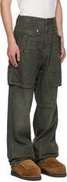 Andersson Bell Khaki Raptor Layered Wide-Leg Jeans