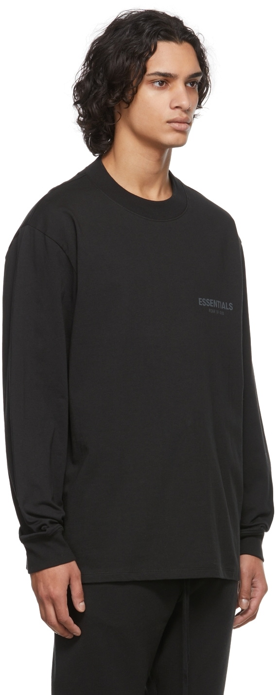 Essentials SSENSE Exclusive Black Logo Long Sleeve T-Shirt