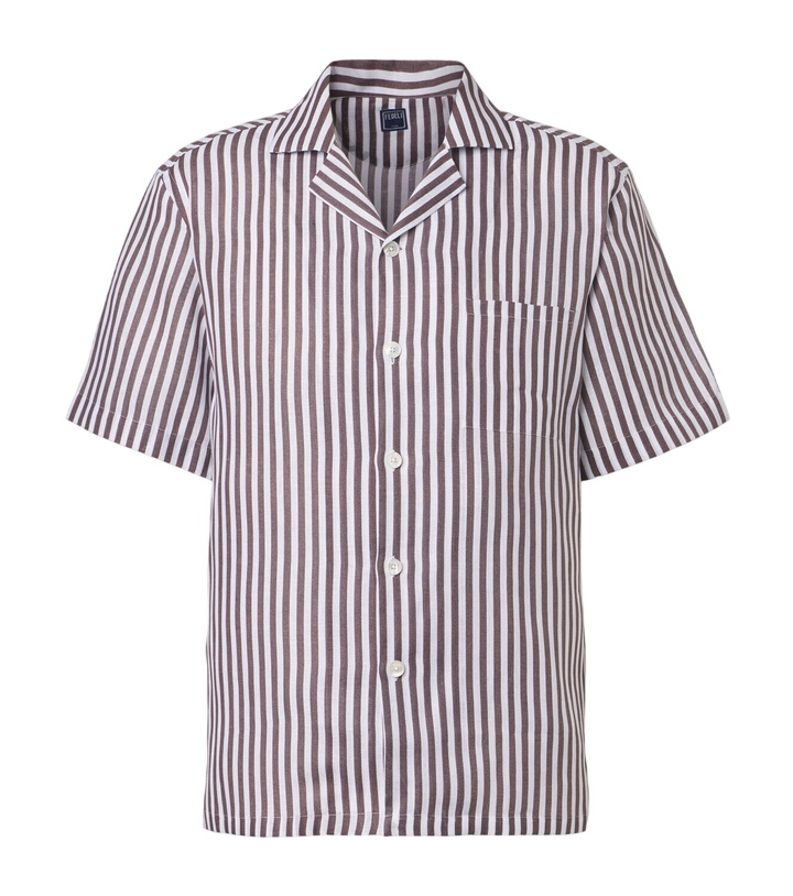 Photo: Fedeli Striped linen bowling shirt