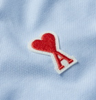 AMI - Button-Down Collar Logo-Appliquéd Cotton Oxford Shirt - Blue
