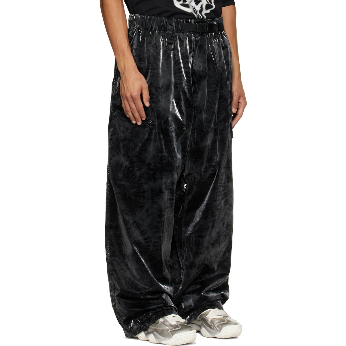 Y-3 Black Marble Nylon Tapered Cargo Pants