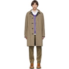 Lanvin Navy and Taupe Virgin Plaid Reversible Coat