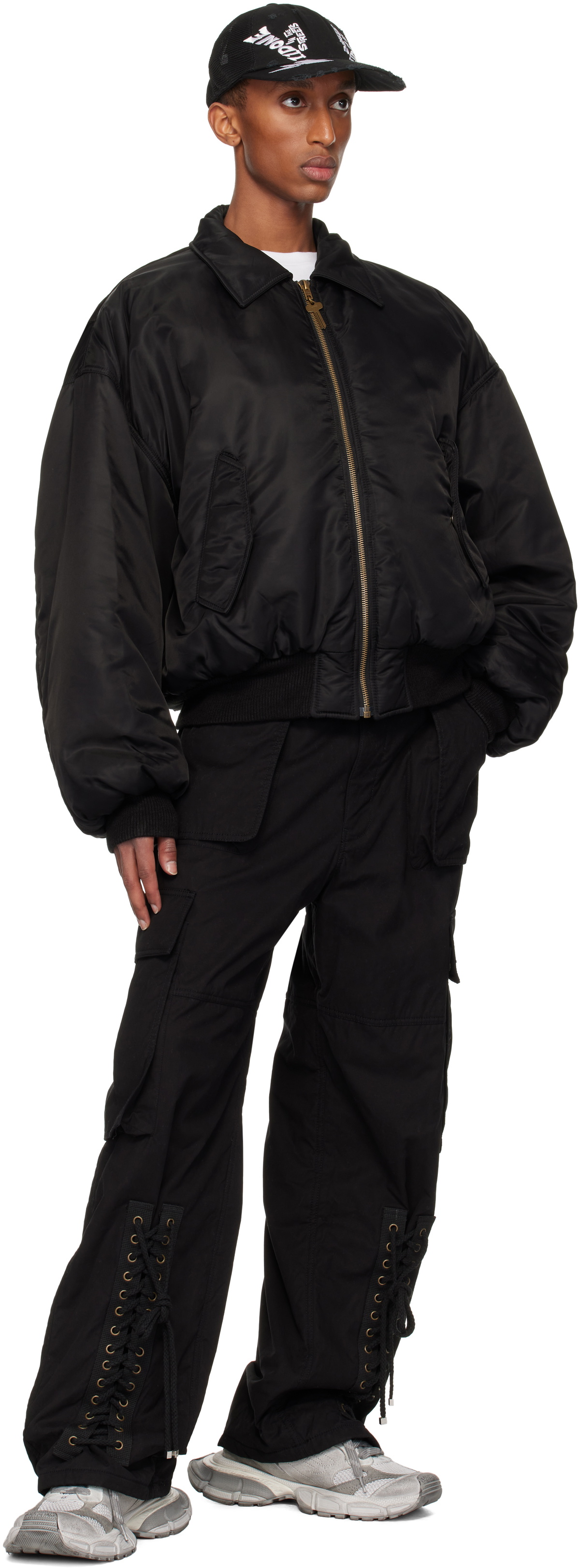 We11done Black Collar Bomber Jacket
