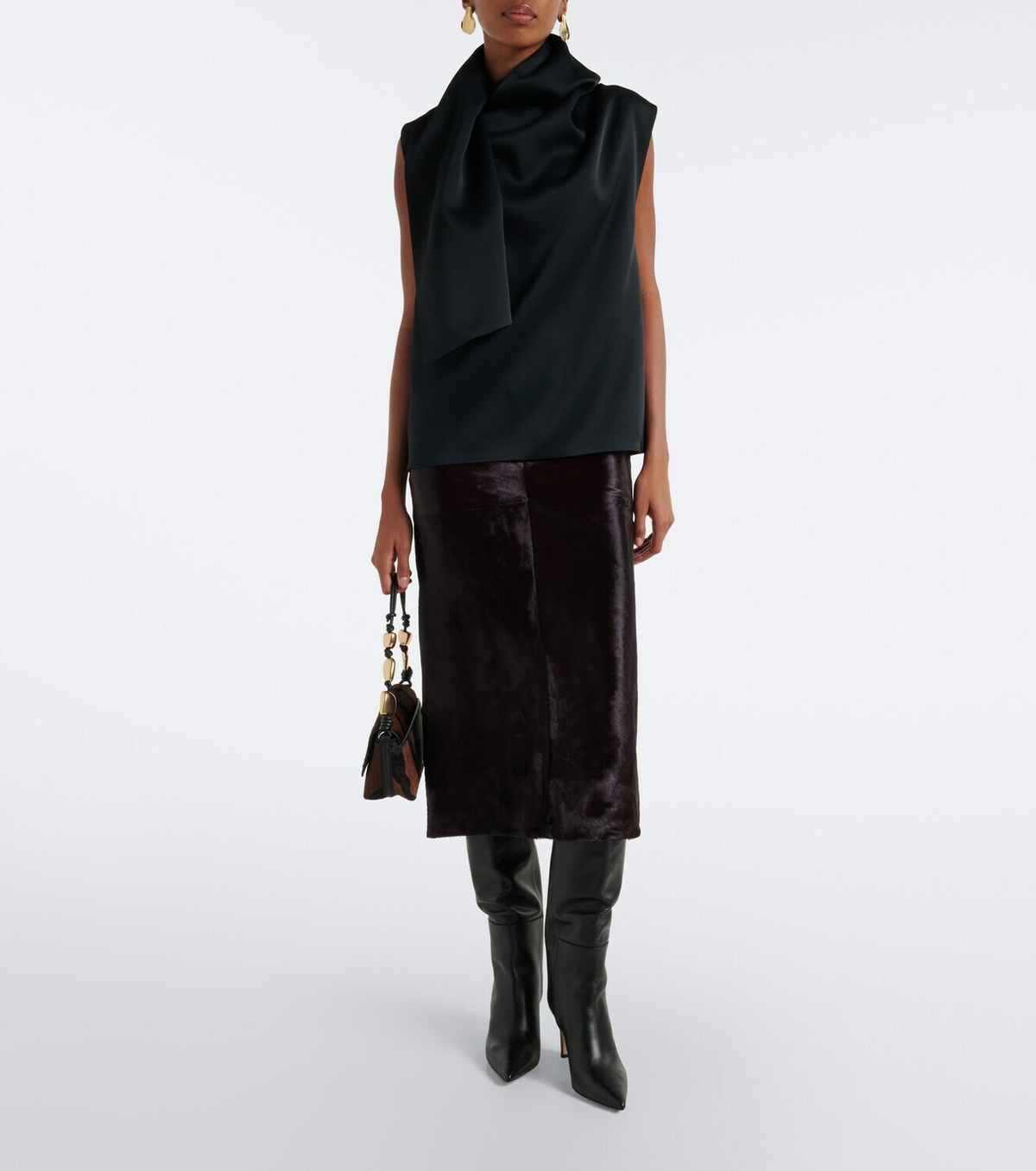 Simkhai Tobiana calf hair pencil skirt