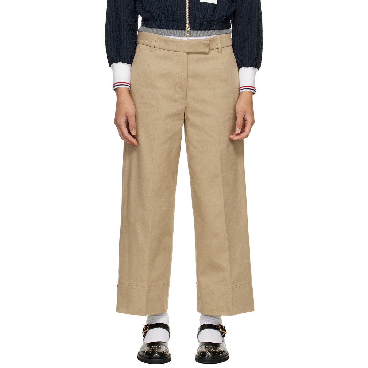 Thom Browne Khaki Cotton Gabardine Chino Trousers