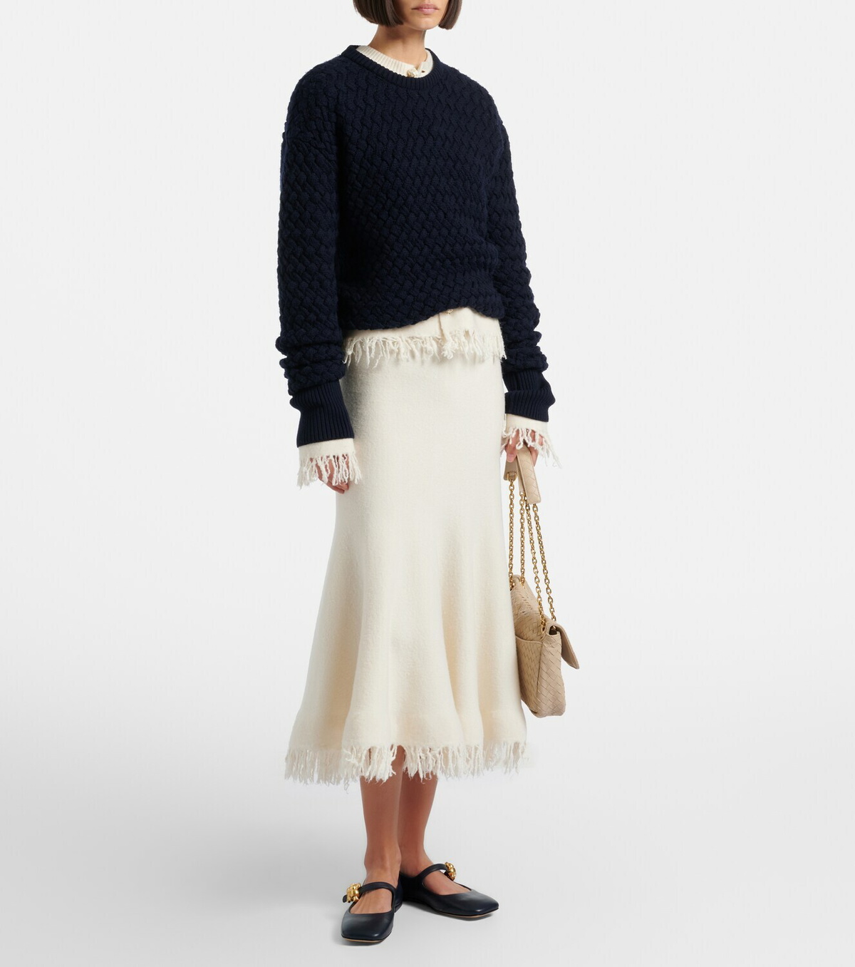 Bottega Veneta Lucy embellished leather Mary Jane flats