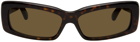 Balenciaga Tortoiseshell Oversize Rectangle Sunglasses