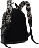 Balmain Black & Beige Jacquard Monogram Backpack