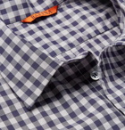 Barena - Checked Cotton-Poplin Half-Placket Shirt - Men - Navy