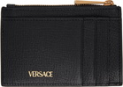 Versace Black Zip Goatskin Card Holder