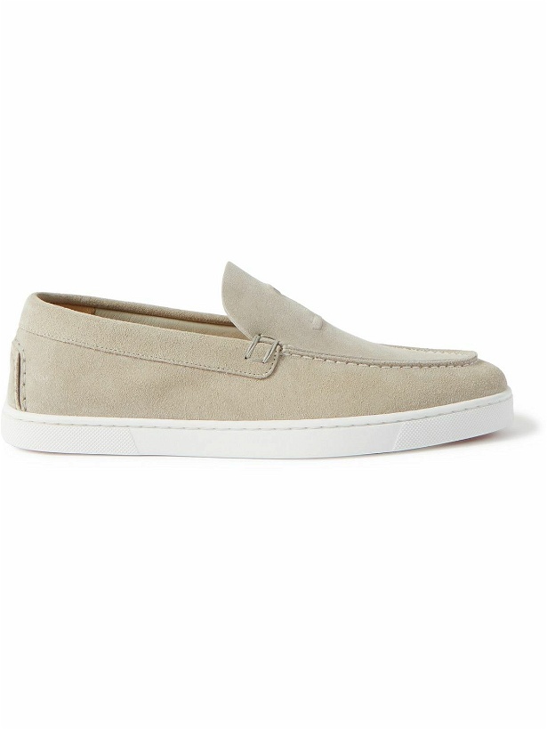Photo: Christian Louboutin - Varsiboat Logo-Embossed Suede Loafers - Neutrals