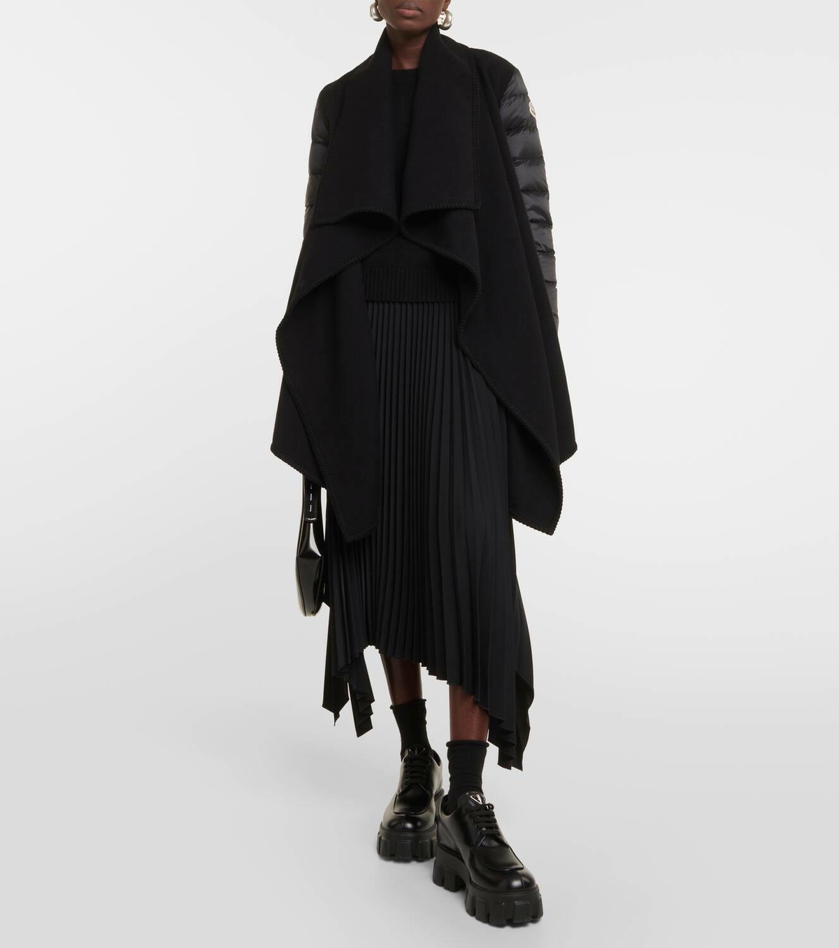 Moncler Wool-blend down-paneled cape