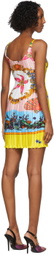 Versace Multicolor Plissé Mini Dress