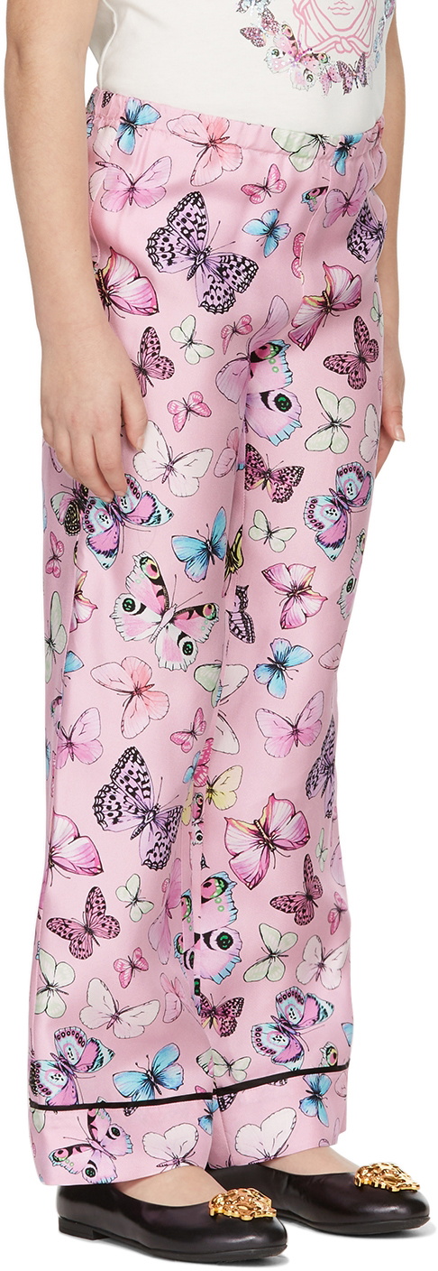 Versace Kids Pink Silk Butterfly Lounge Pants