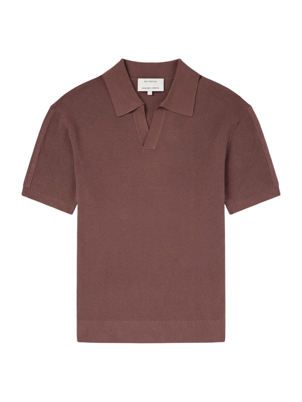 Photo: Frescobol Carioca - Rino Knitted Cotton Polo Shirt - Brown