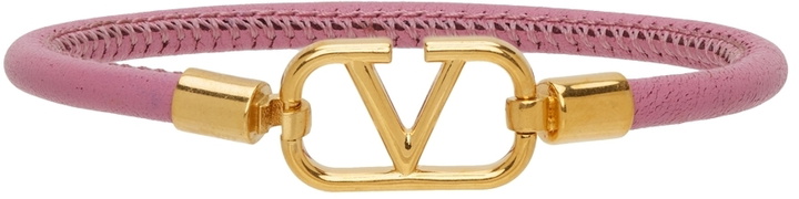 Photo: Valentino Garavani Pink Leather VLogo Bracelet