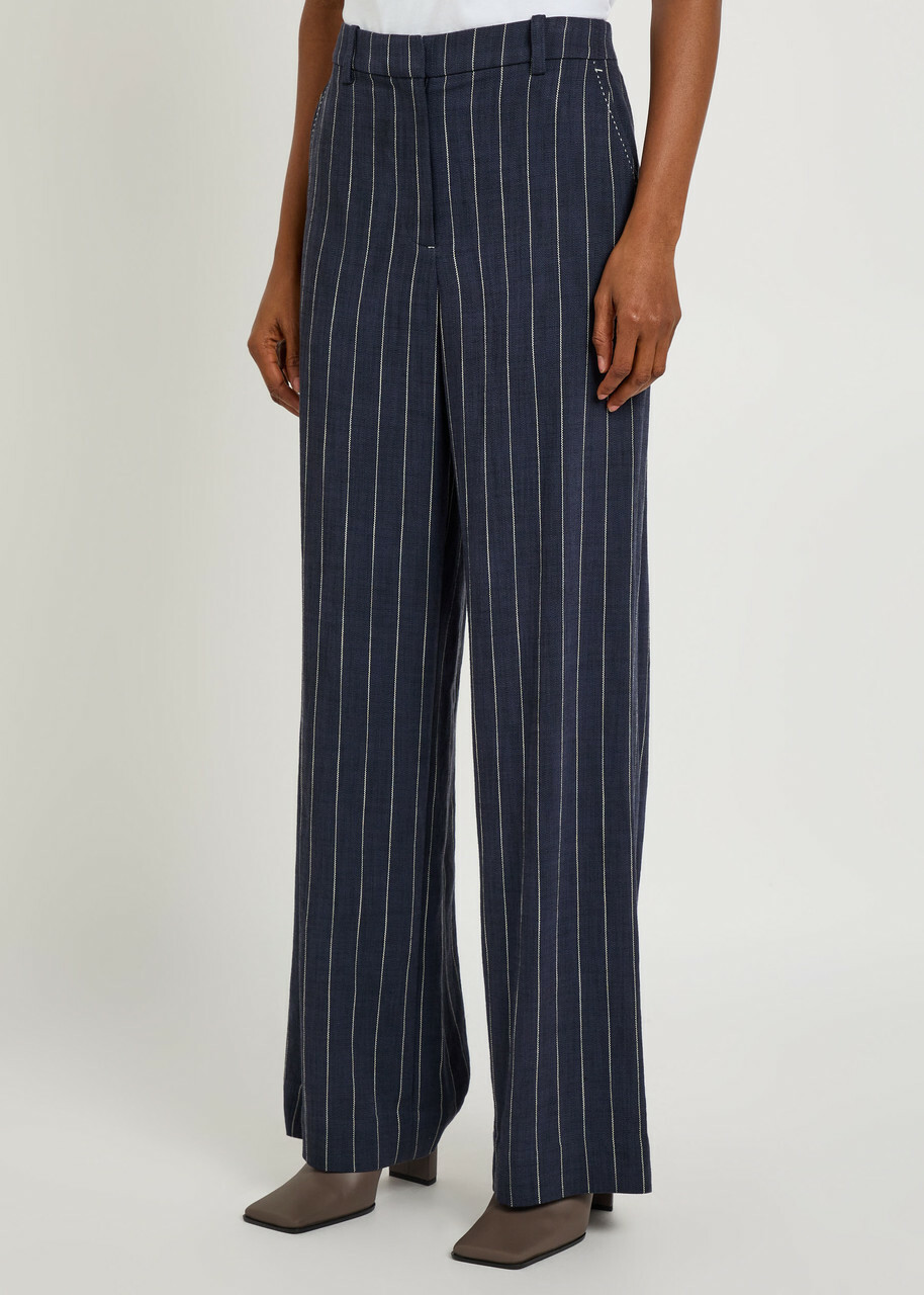 Simkhai Tavar Pinstripe Straight-leg Canvas Trousers Navy