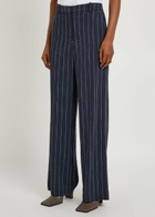 Simkhai Tavar Pinstripe Straight-leg Canvas Trousers Navy