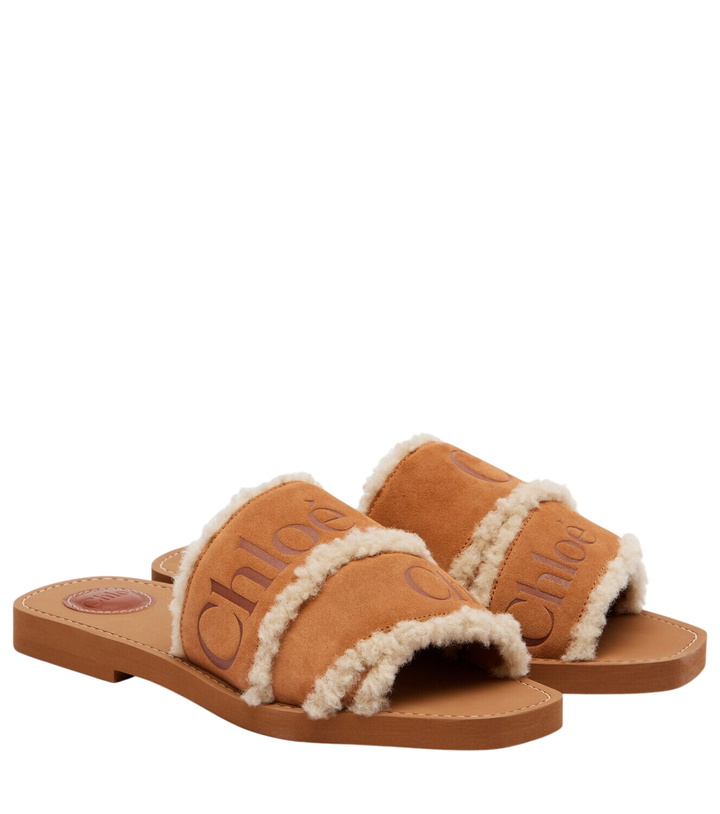 Photo: Chloé Woody logo suede slides