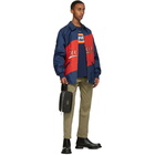 Gucci Red and Navy Nylon Script Jacket