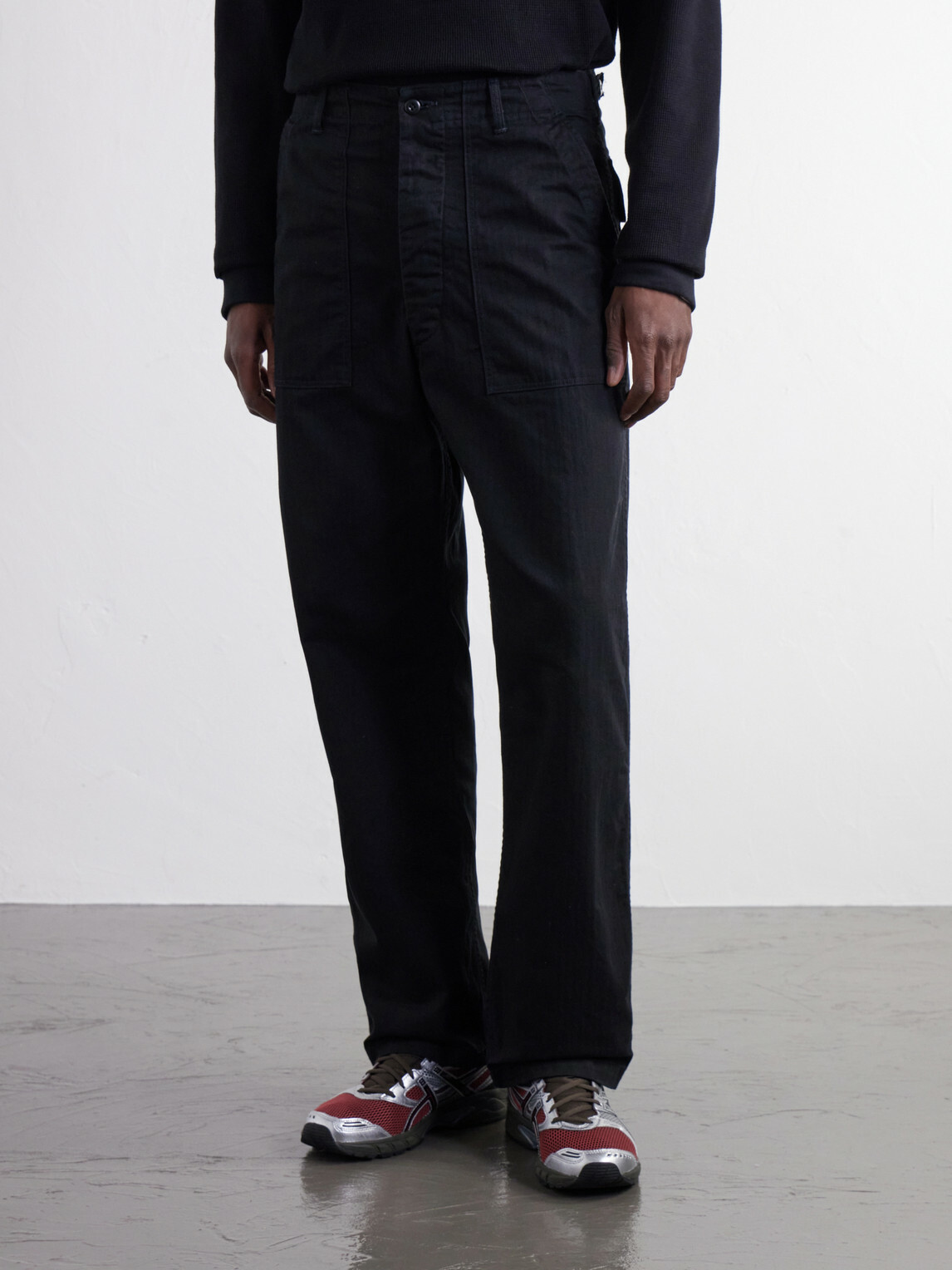 OrSlow - Straight-Leg Herringbone Cotton Trousers - Black