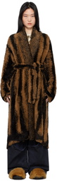 The Attico Brown Belted Faux-Fur Coat