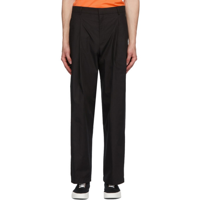 Photo: Maison Kitsune Black Single-Pleated Trousers