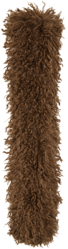Photo: Anna Sui Brown Faux Curly Lamb Fur Long Scarf