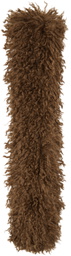 Anna Sui Brown Faux Curly Lamb Fur Long Scarf