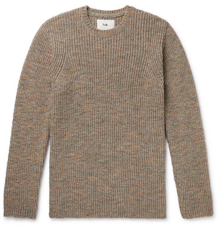 Photo: Folk - Ripple Mélange Wool-Blend Sweater - Neutrals