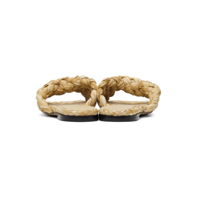 Bottega Veneta Beige Raffia Stretch Flat Sandals Bottega Veneta