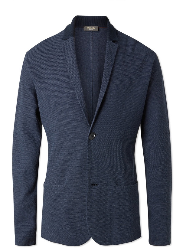 Photo: LORO PIANA - Abington Unstructured Silk and Linen-Blend Jacquard Blazer - Blue