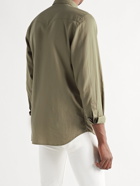 RALPH LAUREN PURPLE LABEL - Herringbone Cotton Western Shirt - Green