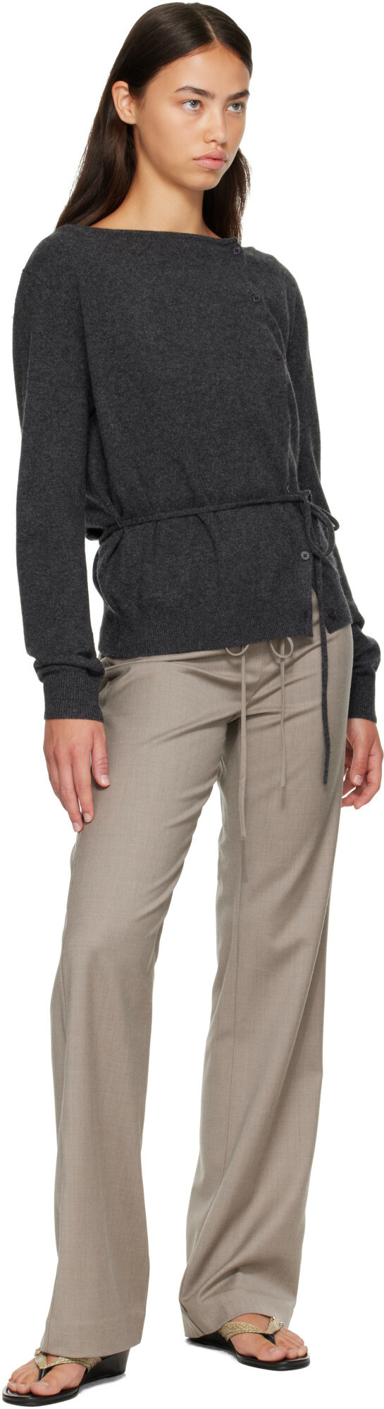 St. Agni Taupe 90s Wool Rouleau Minimal Trousers