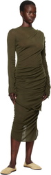ISSEY MIYAKE Green Ambiguous Wool Midi Dress