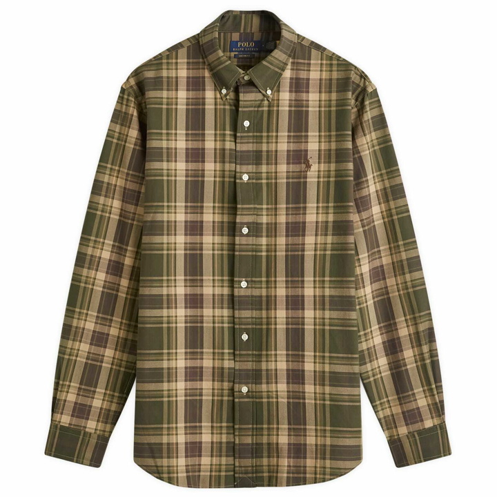 Photo: Polo Ralph Lauren Men's Check Shirt in Olive Multi