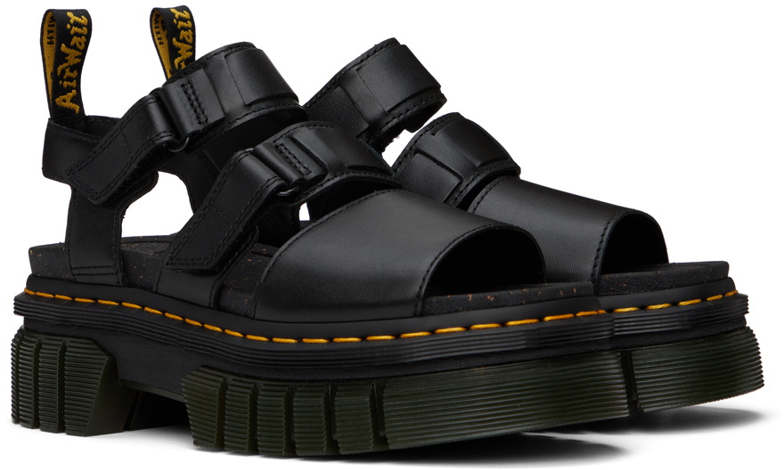 Dr. Martens Black Ricki Leather 3-Strap Platform Sandals Dr  display picture 3