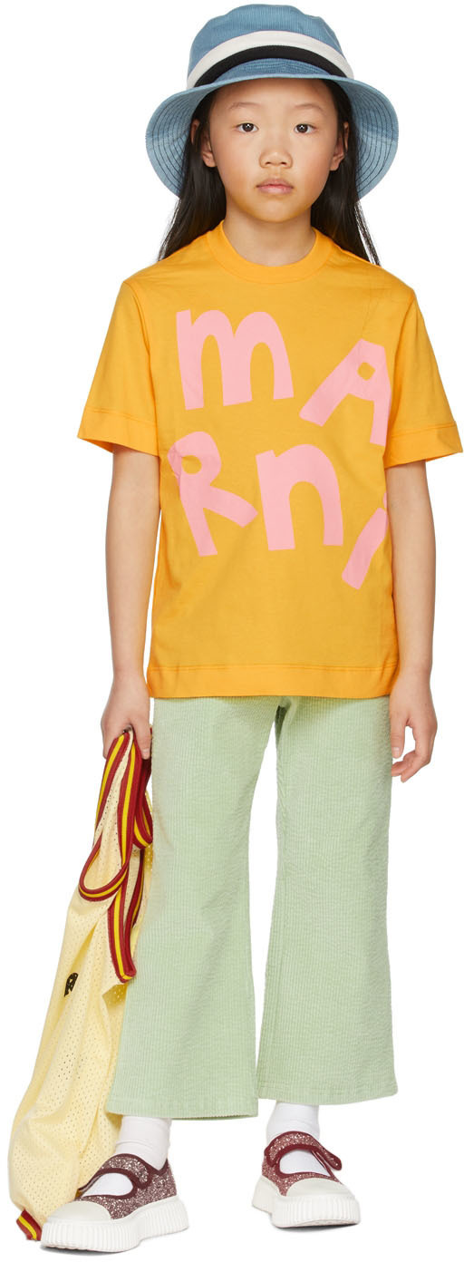 Marni Kids Yellow Maxi Logo T-Shirt Marni