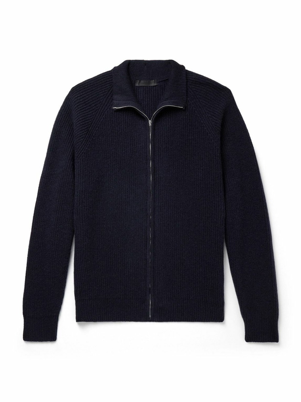 Photo: Saman Amel - Halle Ribbed Cashmere Zip-Up Cardigan - Blue
