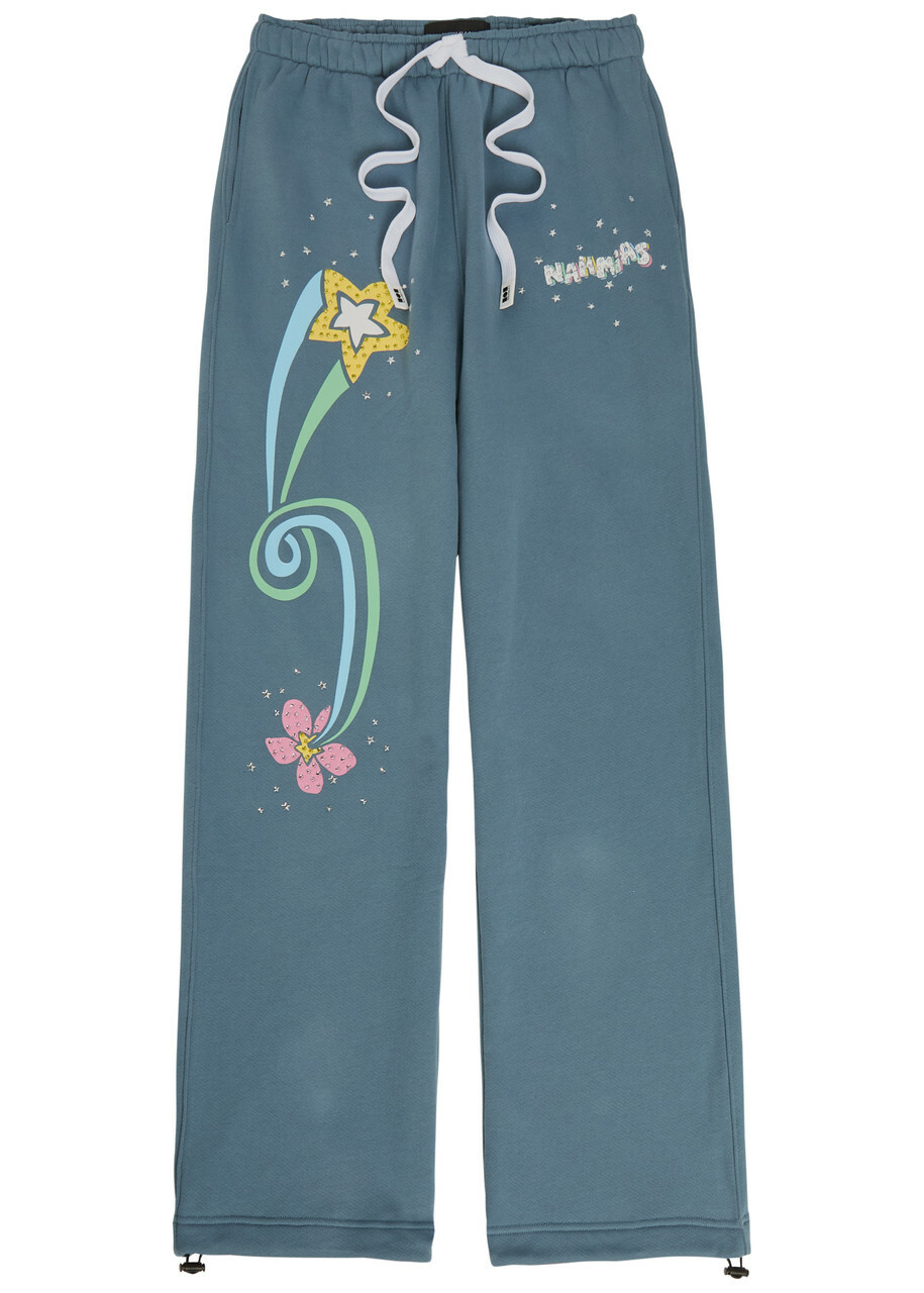 Nahmias Flower Trip Printed Straight-leg Sweatpants Blue