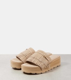 Gianvito Rossi Fringed suede platform slides